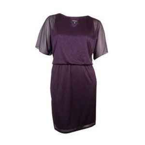 Onyx Purple chiffon overlay cocktail dress